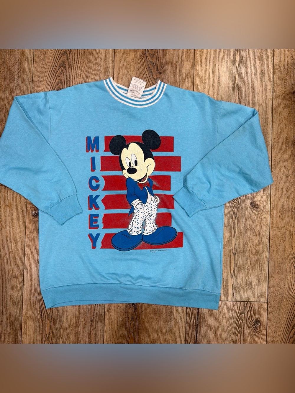 Vintage Mickey Mouse Blue Graphic Sweatshirt
